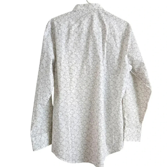 Alfani Men's Triangle Dot Button Up Dress Shirt Slim Fit White Size M  #008 - Picture 3 of 8